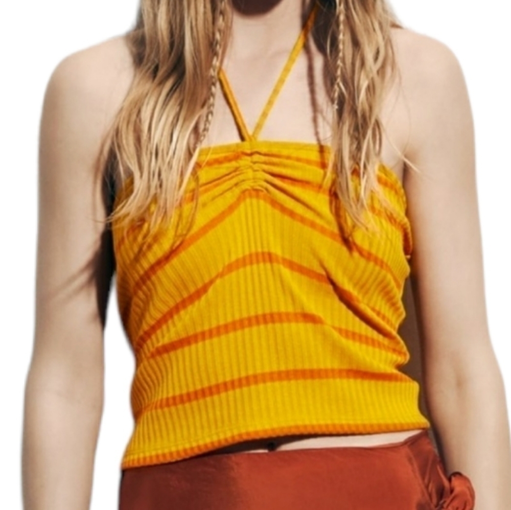 ZARA halter ribbed top striped